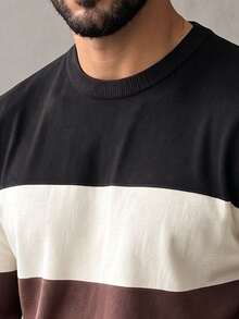 GRDR Men's New Colorblock Striped Crew Neck Long Sleeve Knit Top - Casual Daily Commute - Brown - View 7