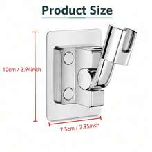 1pc No-Drill Wall Shower Head Holder, Smooth Mirror ABS Plated Material, 180° Full Rotation 120° Multi-Angle Tilt Adjustment, Self-Adhesive Damage Free Wall Mount Design, Suitable For All Smooth Bathroom Walls, Handheld Shower Head Dedicated Fixed Base Hardware Accessory - Silver - View 8