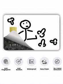 1pc Funny Stickman Official Credit Card Sticker Privacy Protection Card Skin, Funny Prank Holiday Gift PVC Material Anti-Fingerprint Anti-Scratch Wear-Resistant Card Sleeve Skin, Suitable For Chip Cards, Bank Cards, Credit Cards, Transit Cards, Student Campus Cards Personalized DIY - Multicolor - View 3