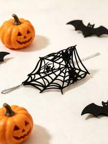 1pc Spider Web Hollow Fashion Short Gloves, Halloween Creative Spider Gloves, Elegant Fashion Gloves - Black - View 3