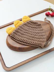 1PC Pet Accessory Autumn/Winter Small Dog Puppy Cat Cute Versatile Lightweight Breathable Dinosaur Knitted Hat - Coffee - Brown - View 5
