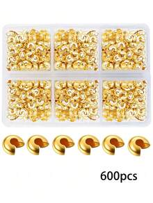 600/300個 4mm 開口半圓壓紋珠帽，適用於珠寶手工製作 - 彩色 - 查看 19