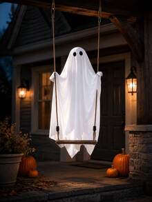 1PC Large Halloween Ghost Swing Hanging Decoration White Ghost Outdoor Patio Porch Tree Halloween Decoration Suitable For Outdoor Garden Porch Patio Party Decoration, Fall Decor - Multicolor - View 4