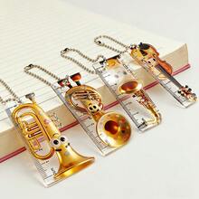 4pcs Musical Instrument Shaped Ruler With Beaded Chain, Transparent Portable Pocket Ruler/Handheld Ruler, Cute Cartoon Style Stationery, Can Be Hung On Backpack Or Pencil Case, Very Convenient Measuring Tool - Sets - View 8