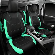 4pcs Multi-Color PU Leather & Sandwich Mesh Car Seat Covers, Breathable Mesh And PU Leather Material, Suitable For Sedan, SUV, Truck, Breathable, Airbag Compatible - Sandwich Mesh - View 6