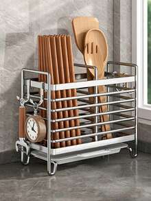 Stainless Steel Chopstick Holder, Wall-Mounted Kitchen Utensil Storage Rack, Rust-Proof Space-Saving Storage Box, Countertop And Wall Installation, Suitable For Home And Commercial Kitchens - Multiple Styles and Colors - View 5