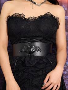 1pc Dark Black Punk Style Rhombus Pumpkin Bat Accessory Waist Cincher Suitable For Halloween Party - Black - View 4