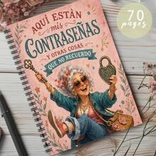 1PC A5 Spanish Codebook, Cute And Fun Grandma Pattern Password Collection, Used To Record Website Login Information And Other Important Details That Are Easy To Forget, Organizer - Multicolor - View 3