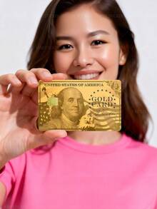 1pc Gold Official Credit Card Sticker Privacy Protection Card Skin, Wealth National Day Holiday Gift PVC Material Anti-Fingerprint Anti-Scratch Wear-Resistant Card Sleeve Skin, Suitable For Chip Cards, Bank Cards, Credit Cards, Transportation Cards, Student Campus Cards Personalized DIY - Multicolor - View 1