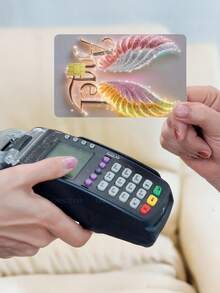 1pc "Angel" Official Credit Card Sticker Privacy Protection Card Skin, Angel Diamond Wings Holiday Gift PVC Material Anti-Fingerprint Anti-Scratch Wear-Resistant Card Sleeve Skin, Suitable For Small Chip Cards, Bank Cards, Credit Cards, Transit Cards, Student Campus Cards Personalized DIY - Multicolor - View 2
