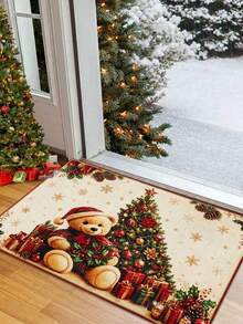 1pc Christmas Door Mat, 30*40cm Silicone Diatomite Absorbent Mat, Christmas Non-Slip Mat, Christmas Tree Gift Bear Pattern Door Mat, Christmas Gift Pattern Floor Mat, Christmas Indoor Outdoor Home Decor, Christmas Floor Mat Decoration, Winter Holiday Christmas Party Decoration Carpet, Bathroom Non-Slip Floor Mat, Merry Christmas Home Decor 2026, 2026 Gift, Christmas Party Decoration, 2027 Happy New Year Gift - Christmas Bear - View 3