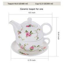YOLIFE 1 Set Floral Ceramic Teapot And Teacup Set, 1 Teapot And 1 Cup With Saucer, Mother-Daughter Teapot, British Afternoon Tea Set, Suitable For One Person Tea Drinking, Suitable For Coffee, Tea And Various Beverages, Suitable For Afternoon Tea, Home Daily Use, Gift Set - Multicolor - View 10