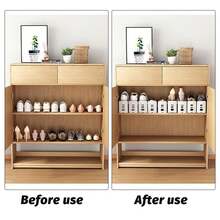 Thickened Double-Layer Adjustable Shoe Rack Home Entryway Shoe Cabinet Storage Organizer Dorm Foldable Shoe Storage Rack - White - View 10