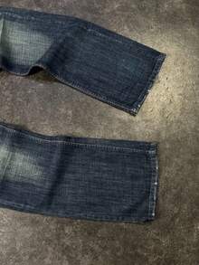 Men's Vintage Washed Flare Leg Jeans, Zipper Pockets And Multi-Pocket Details, Y2K Casual Streetwear Style - Dusty Blue - View 3