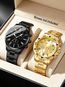 2/3pcs New Men's Watch Set, Stainless Steel Material, Suitable For Daily Wear, Father's Day, Valentine's Day Gift - A - View 5