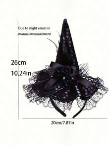 Mini Purple Witch Hat Headband, Halloween Lace Pointed Wizard Headband With Glitter Spider Ghost Pumpkin Decor, Girls Cosplay Party Hair Accessories - Multicolor - View 5