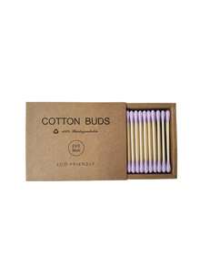 200pcs/Pack Kraft Paper Box Bamboo & Wood Double-Ended Cotton Swabs, Makeup Remover Pad Buds, Ear Cleaning - Multicolor - View 23