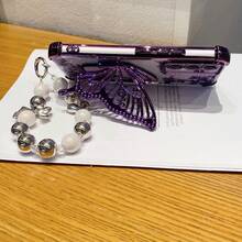 1pc Glitter Gradient Butterfly Flower Bracelet Phone Case 4-Corner Shiny Air Cushion Anti-Drop Transparent Android Series [International Version Non-Local Version]Honor X5/X6/X7/X8/X9 Suitable For SX A57 A37/57 A123456789987654321 45G Compatible With Samsung/S26/S25/S24/S23/S22 Series/A Series/ A6X Reno14/14f/15/15F 17T/17T PRO Mt Pixel10/10pro/10a/9/9a/9pro/9pro Xl - Purple - View 2