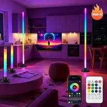 2 buah Lampu Lantai Sudut LED RGB, Kontrol Jarak Jauh APP, Sinkronisasi Musik, Dapat Diredupkan, Dekorasi Kamar Tidur Gaming, Dekorasi Rumah, Hadiah Halloween - Lampu Ambient Lantai - View 12