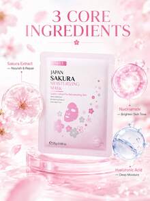 1/5/10PCS Sakura Collagen Essence Mask - Anti-Aging, Moisturizing, Whitening, Firming, Smoothing Fine Lines, Shrinking Pores, Brightening Skin Tone, Suitable For Summer, Christmas Gift Box, Can Be Used For Makeup And SPA - Multicolor - View 10