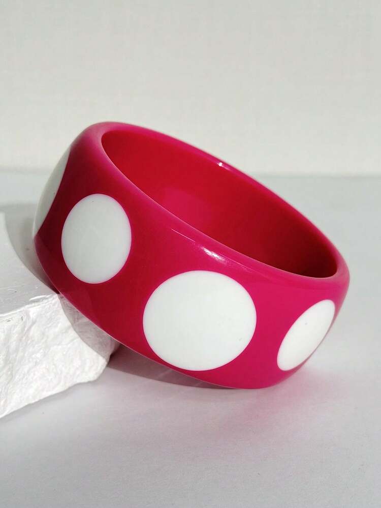 Sweet Rose Pink Colorblock Geometric Asymmetrical Metal Bracelet Striped Resin Bracelet Y2K Girl Personalized Jewelry Suitable For Daily And Party Wear - Multicolor - View 9
