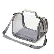 Breathable Small Pet Carrier Bag, Portable Bird Travel Cage For Parrot, Budgie, Hamster, Lizard, Pigeon, Transparent Full View Outdoor Carry Bag - Grey - View 6