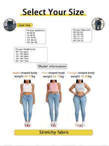 Plus Size Women's Flare Jeans, Long Length With Pockets, Button, Zipper And Stretchy Fabric - Dark Wash - View 9