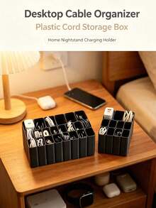Desktop Cable Organizer, Multi-Compartment Cable Storage Rack, Space-Saving Charging Cable Storage Box, Suitable For Home Office Dormitory Desk - Multicolor - View 8