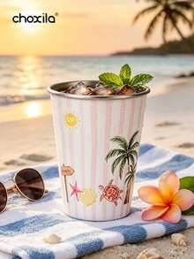 choxila 1pc Beach Style Coffee Mug, Coconut Tree/Sea Turtle/Shell Pattern, Summer Vibe, 350ml, Mug, Tea Cup, Suitable For Afternoon Tea, Family Gathering, Camping, Holiday Gift - Summer Cup - View 8