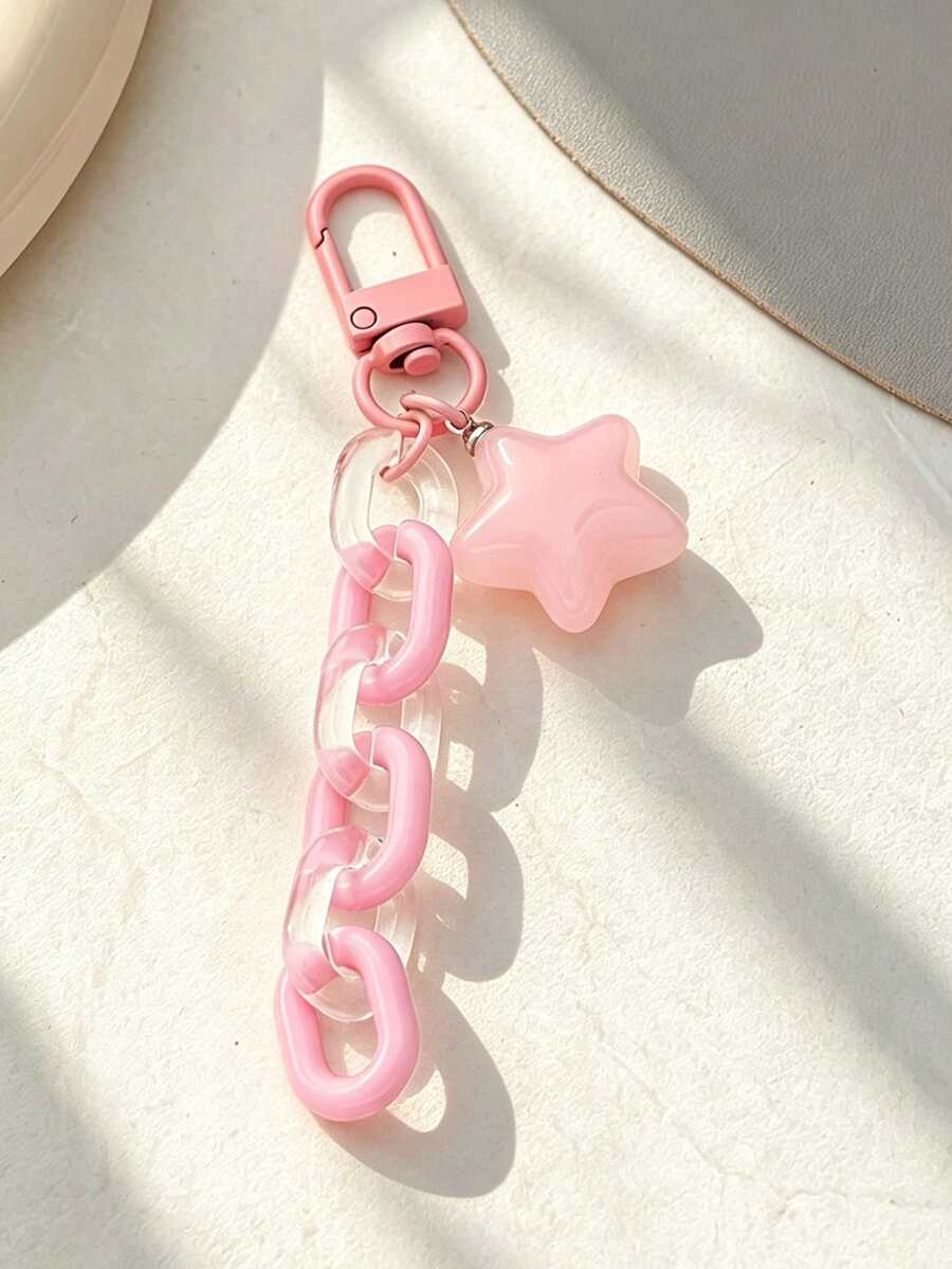1pc Colorful Five-Pointed Star Keychain Pendant Bag Charm Candy Color Keychain Transparent Chain Pendant Student Backpack Bag Charm Keychain Gift For Girls - Multicolor - View 1