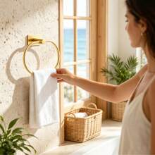 Self-Adhesive Bathroom Towel Ring, Stainless Steel Self-Adhesive Towel Rack, No Drilling Required, Wall-Mounted, Suitable For Bathroom And Kitchen Sink, Back To School Supplies, Bathroom Accessories, Halloween And Christmas Gifts - A - View 2