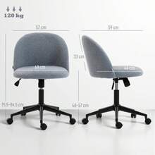Teddy Fleece Office Chair With Wheels - Light Pink On-Site - Charcoal Grey + Fleece - View 3