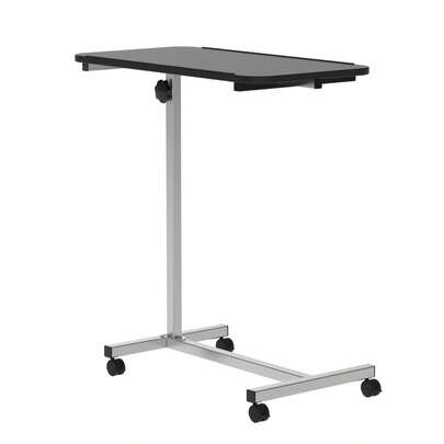 Height Adjustable Over Bed Table With Wheels, C Shaped Laptop Desk, Portable Hospital Bed Table Living Room, Bedroom, Black On-Site