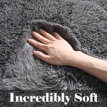 Long Plush Shaggy Area Rug, Super Soft Fluffy Grey Carpet, Lightweight Polyester Sponge Interlayer Non-Slip Backing, Multi-Size, For Living Room Bedroom Bedside Sofa Chair Cushion, Modern Home Decor, Thanksgiving Fall Autumn Winter Decoration - Grey - View 4