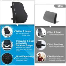 Breathable Mesh Lumbar Support Pillow With Dual Adjustable Straps, Waist Support Cushion For Office Chair, Car Seat, Desk Chair, Essential For Office And Home Daily Use, Practical Gift For Mom, Dad, Men, Women And Drivers - Black - View 9