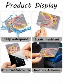 1pc "Angel" Official Credit Card Sticker Privacy Protection Card Skin, Angel Diamond Wings Holiday Gift PVC Material Anti-Fingerprint Anti-Scratch Wear-Resistant Card Sleeve Skin, Suitable For Small Chip Cards, Bank Cards, Credit Cards, Transit Cards, Student Campus Cards Personalized DIY - Multicolor - View 5