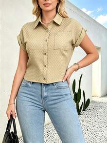 Plus Size Blouses - Khaki - View 2