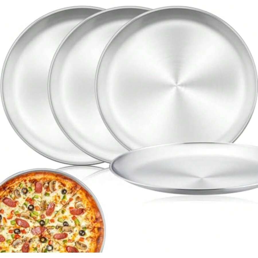 Pizza Baking Pan & Pizza Molds - Silver - View 1