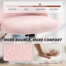 Teddy Fleece Office Chair With Wheels - Light Pink On-Site - Pink + Fleece - View 5