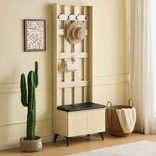 Brown Wood Hall Tree Coat Rack - Brown - View 6