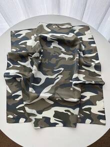 1件奢華品牌豹紋正方形圍巾，女款仿絲綢頸巾，休閒百搭裝飾小領巾 - 迷彩綠A - 查看 2