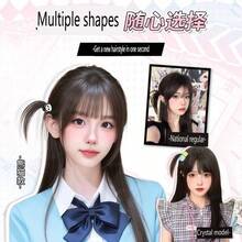 熊貓造型呆毛髮夾 呆毛丸子頭熊貓髮飾 一體式髮夾 Cosplay道具假髮抓夾 - 黑色 - 查看 4