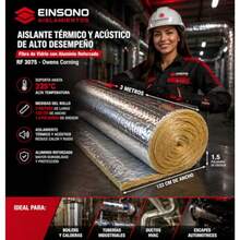 Aislante Térmico Y Acústico de Fibra de Vidrio Con Aluminio, 3 metros x 122cm x 1.5 pul Owens Cornig altas temperaturas tuberias boiler escapes rf 3075 techos ductos aire acondicionado - como en la imagen - Ver 5
