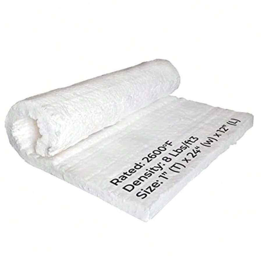 Simond Store Ceramic Fiber Insulation Blanket, 1" Thick x 24"x 12" 2600F #8 Fireproof Insulation for Kilns, Forge, Furnace - 1 x 12 x 24 1 ud. - Ver 1