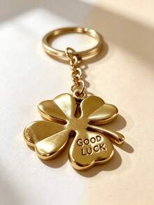 10pcs/20PCFour Leaf Clover Keychain, Good Luck Charm, Gold & Silver Tone Metal Pendant For Women, Bag, Purse, Backpack, Car Keys, Lucky Gift Accessory - Multicolor - View 6