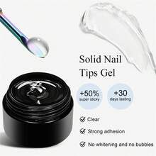 MSRUIOO 1/2pcs 10ml Solid Nail Tips Gel--Long Lasting Solid Hard Gel, No Sticky Hands, UV LED Curing, Nail Salon & Home Use, Clear Acrylic Solid Nail Tips Gel Nail Polish For Press On Nails, False Tips, Extensions - Strong Bonding, Easy Application - Transparent - View 9