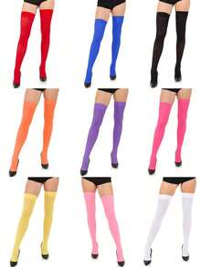 Women's Nylon Over-The-Knee Long Socks, Student Style, Opaque, Y2k Style, Comfortable Socks - Multicolor - View 1