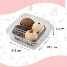 Kit 100 Embalagem 200ml Doce Bolo No Pote Brigadeiro Pote Sobremesa Quadrada Transparente - Visão 7