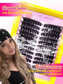 192pcs D Curl Fluffy Cat Eye Left/Right Cluster False Eyelashes, 100D DIY Single Cluster Lashes, Natural Thick Soft Lightweight, Reusable, Suitable For Beginners, Home Daily, Party, Travel, Music Festival Use - D - View 3