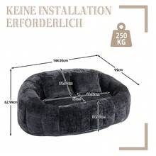 Bean Bag Sofa - Beige Chenille, Comfortable Accent Chair For Home And Outdoor Use - 黑色 - 查看 6